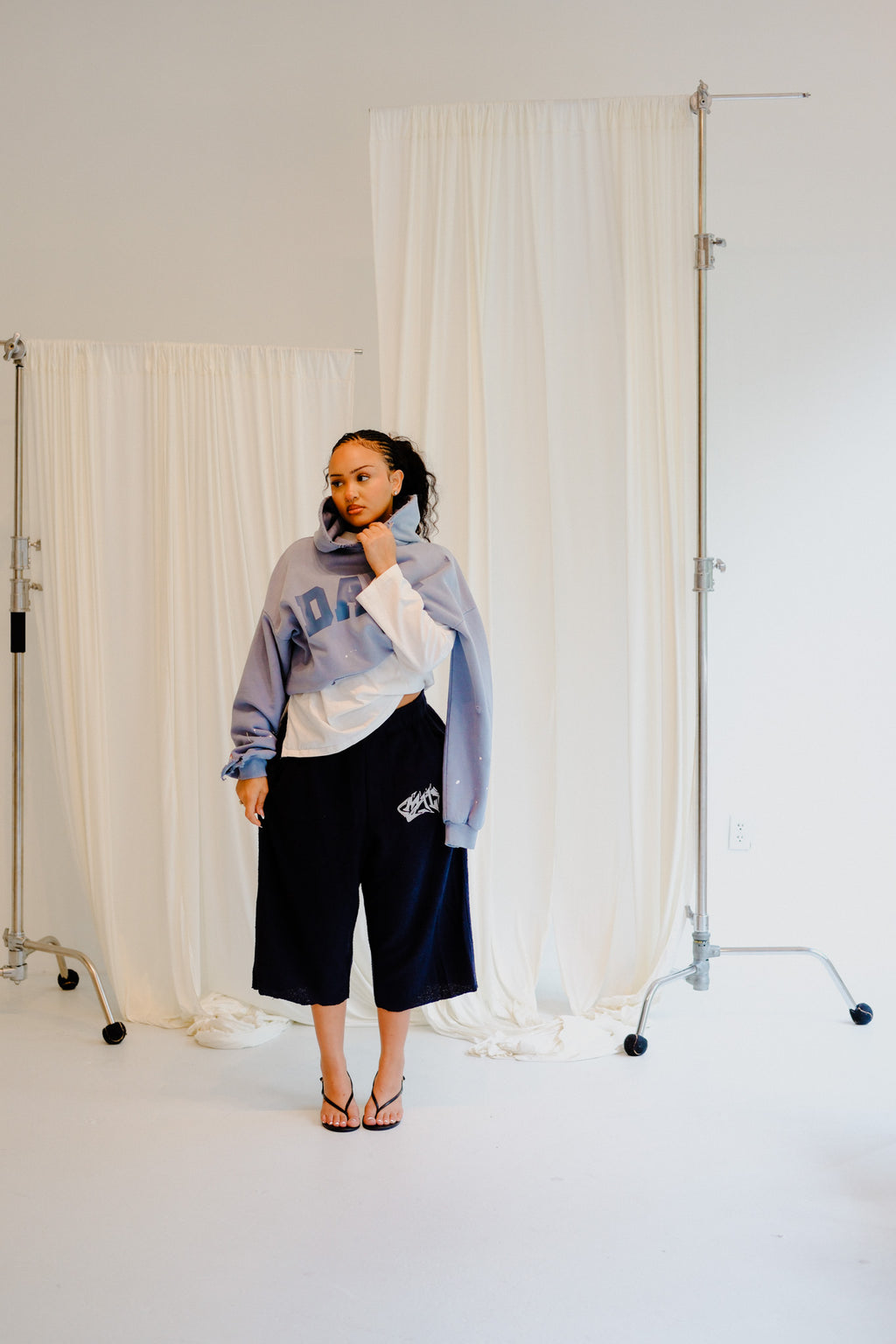 Navy Blue "Sofa" Sweat Baggy Short