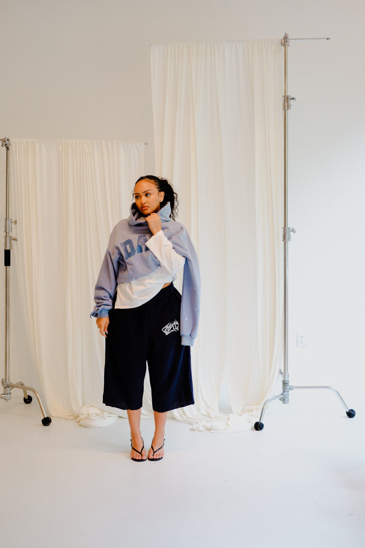 Navy Blue "Sofa" Sweat Baggy Short