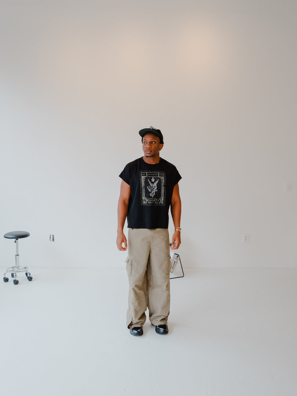 "Black Stamp" Cutoff Tee