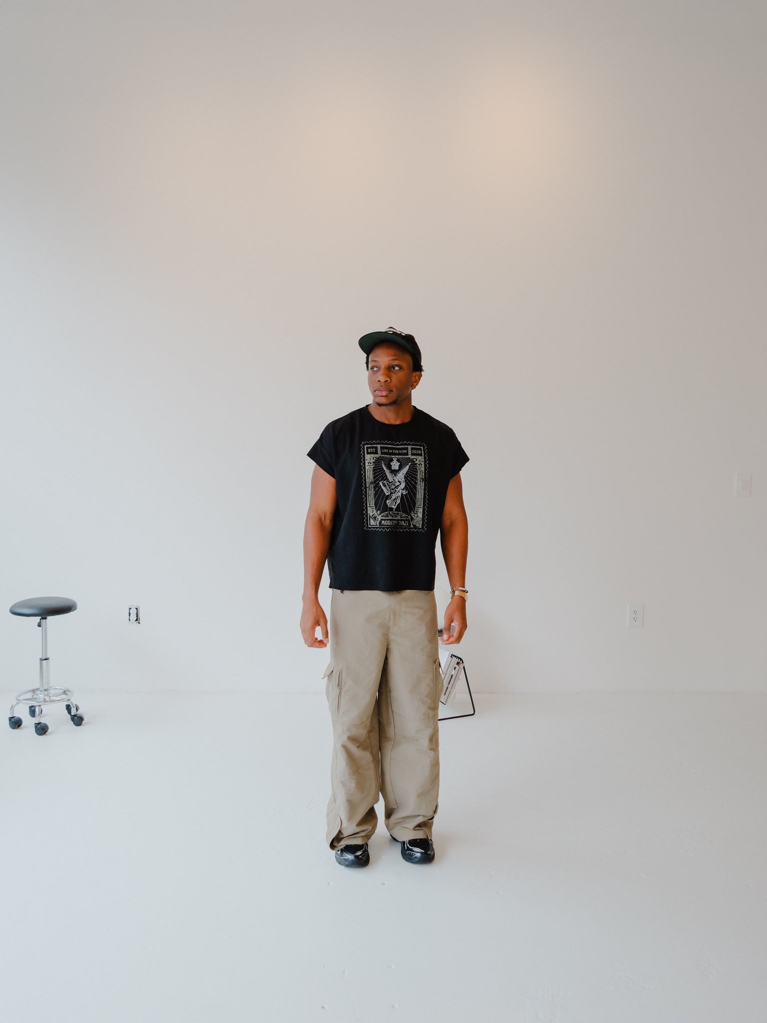 "Black Stamp" Cutoff Tee
