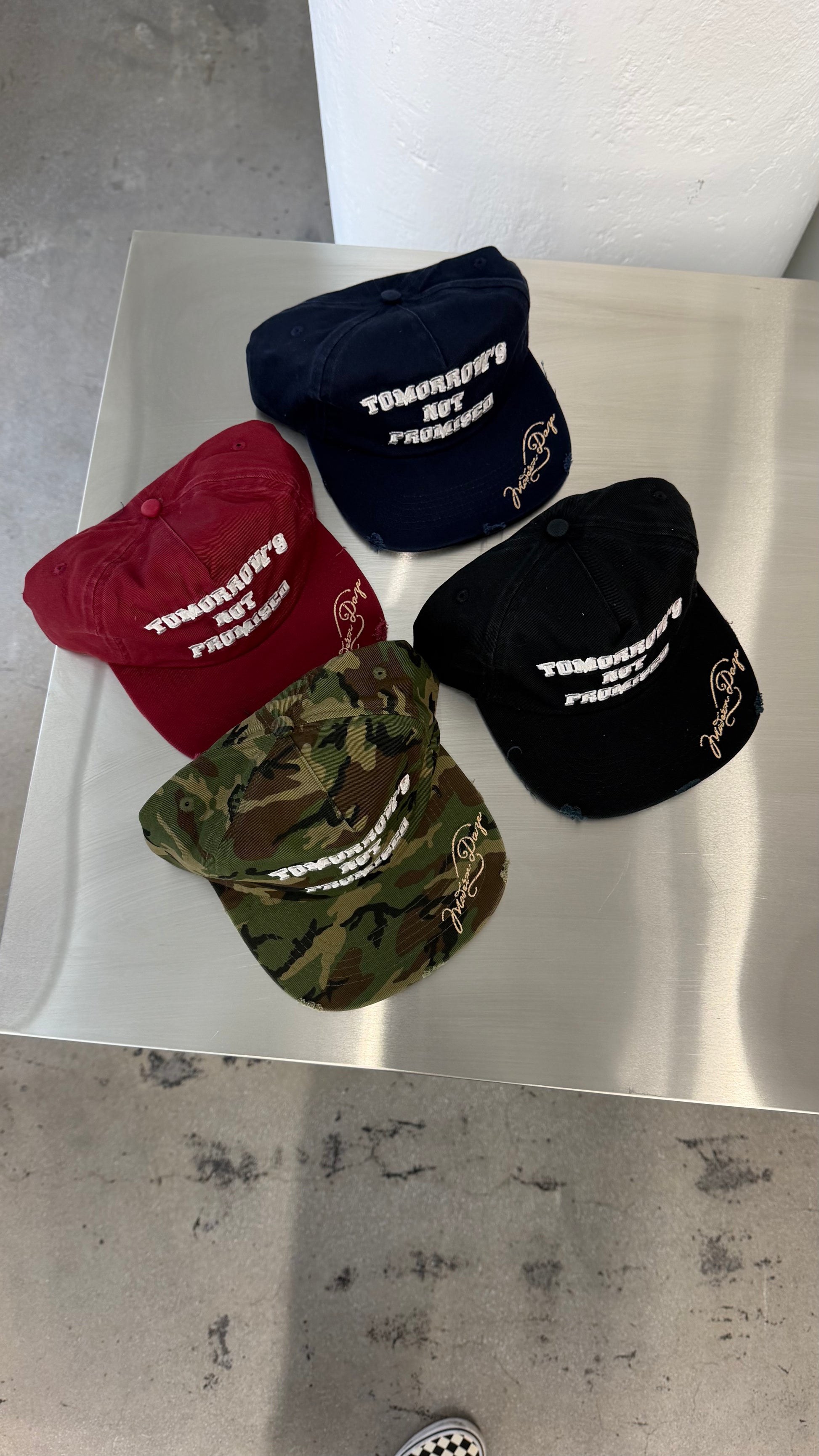 Black Distressed "Tomorrow's Not Promised" Hat