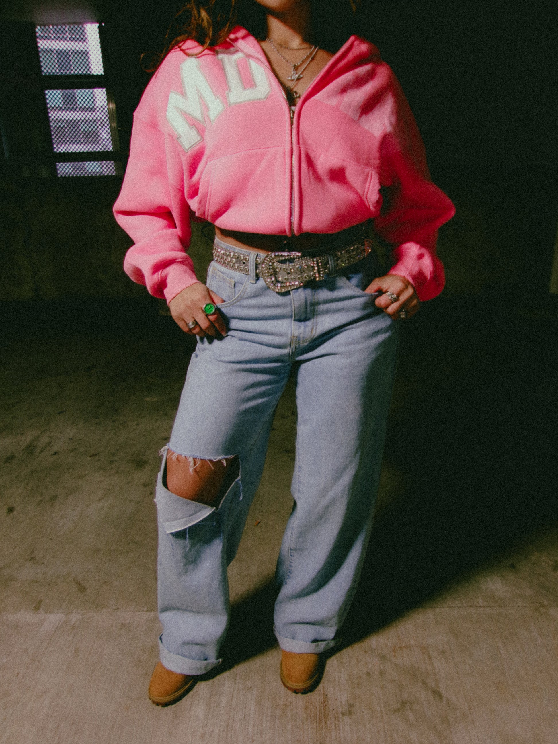 Pink "Barebone" Zip-Up