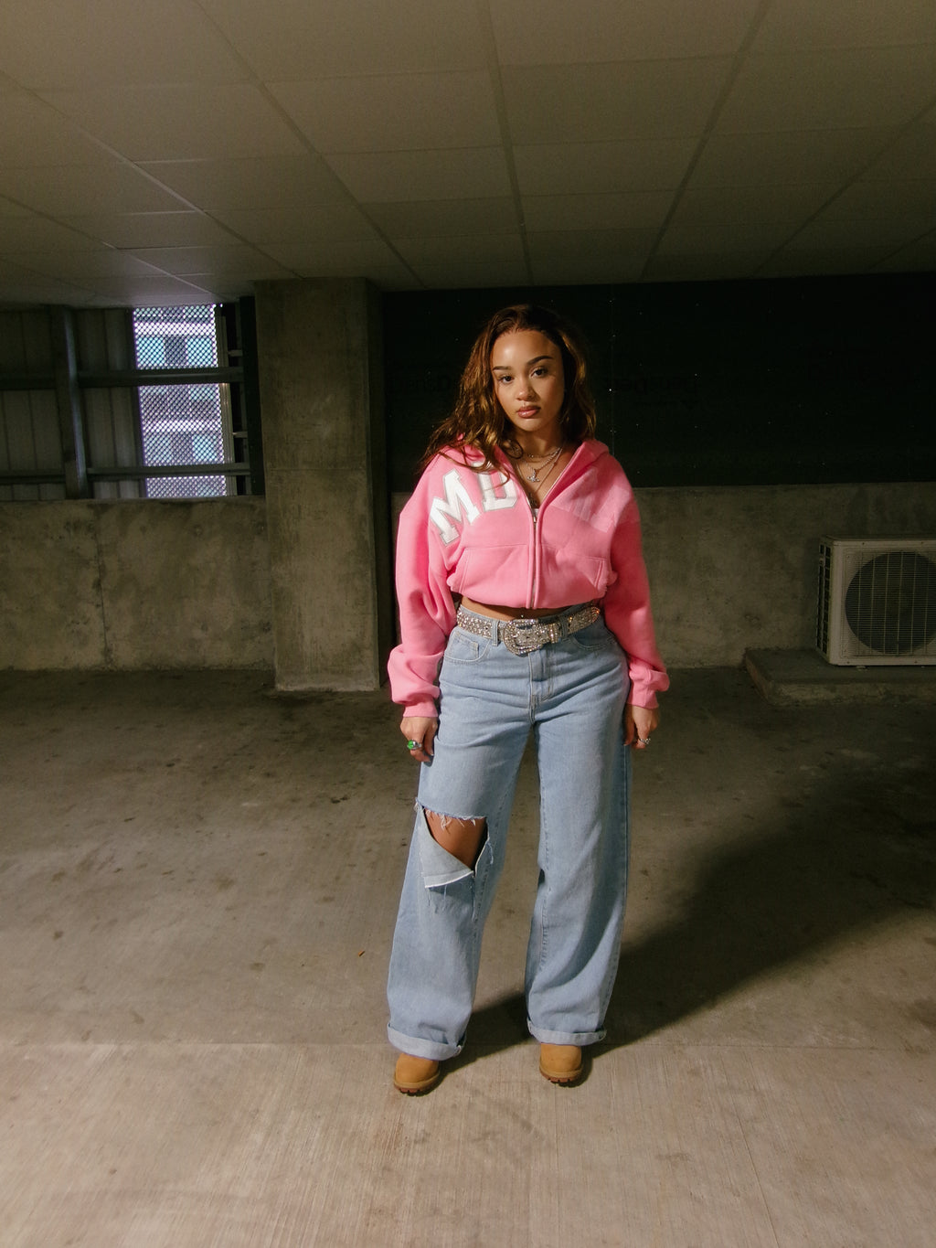 Pink "Barebone" Zip-Up