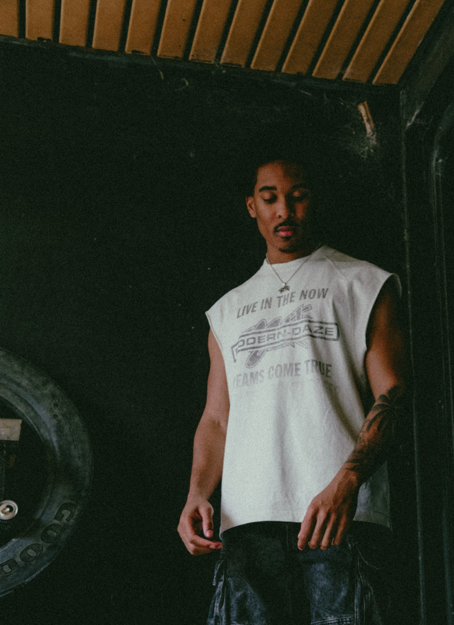 White "Degenerate" Sleeveless Tee